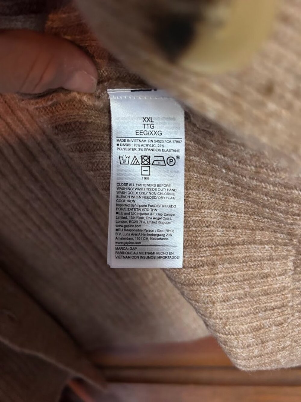 GAP Camel Ribbed Collared Cardigan – XXL - Picture 4 of 6